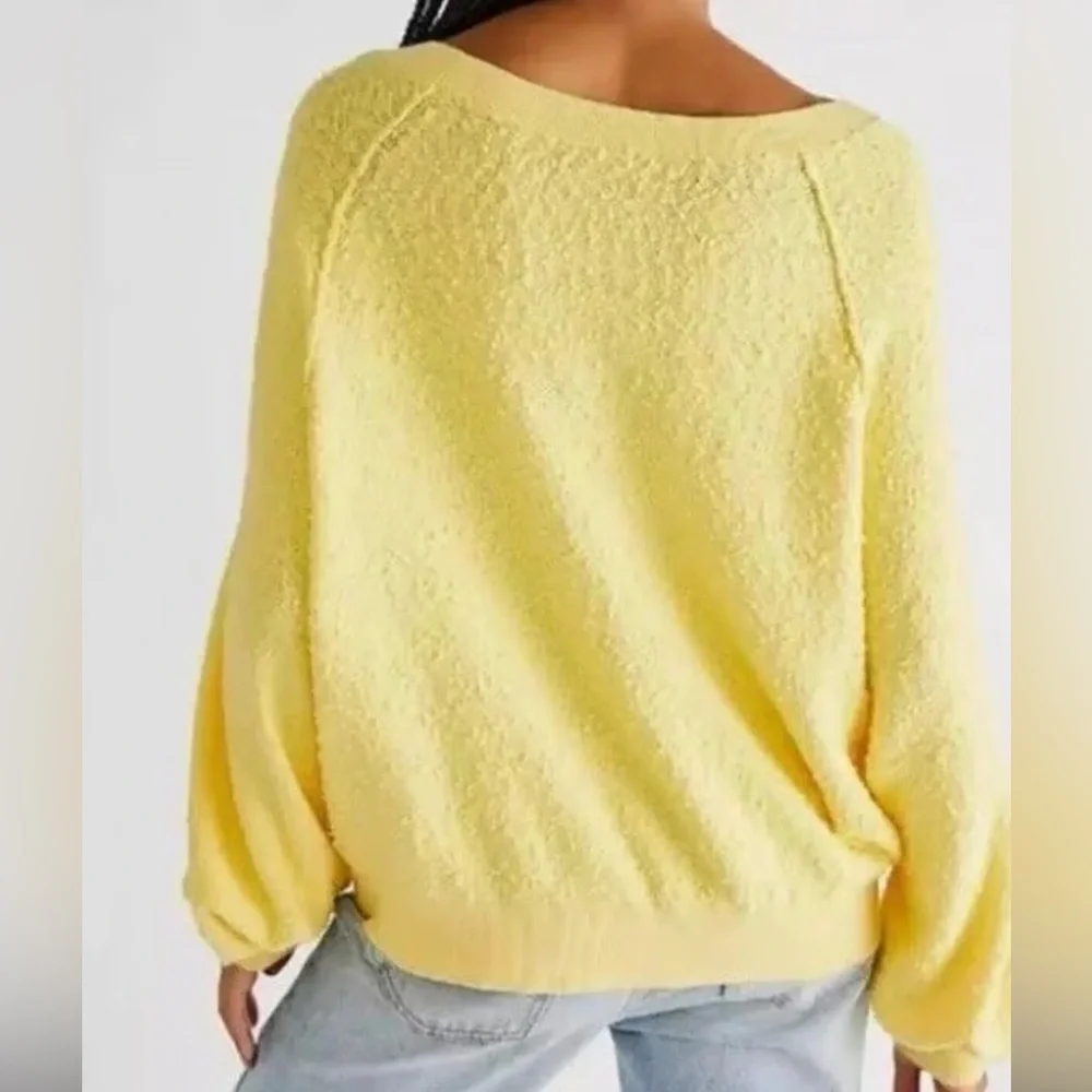 Free People Found My Friend Pullover Sunshine Yellow Crewneck Sweatshirt Sz M - Picture 9 of 12